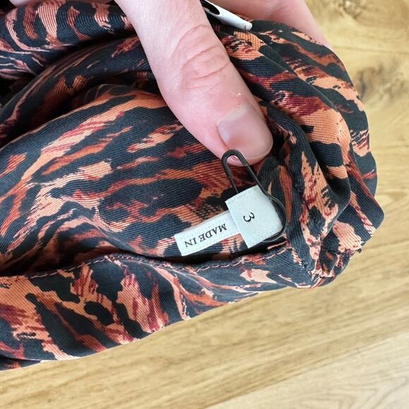 Sandro Paris Evie Leopard Print Silk Twill Shirt in Pastel Orange - Picture 6 of 7